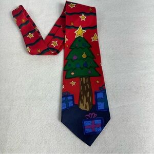 Save The Children Silk Tie Necktie Jingle Bell Vintage Christmas Holiday Tree